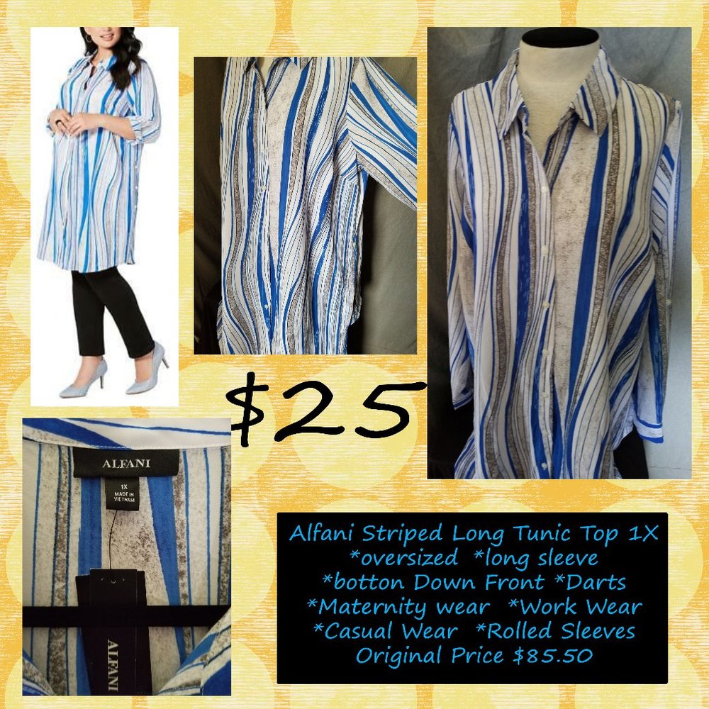 Alfani Striped Long Tunic 1X